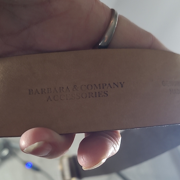 Genuine Leather Barbara & Company Black Belt with Gold and Turquoise Buckle - Picture 5 of 8